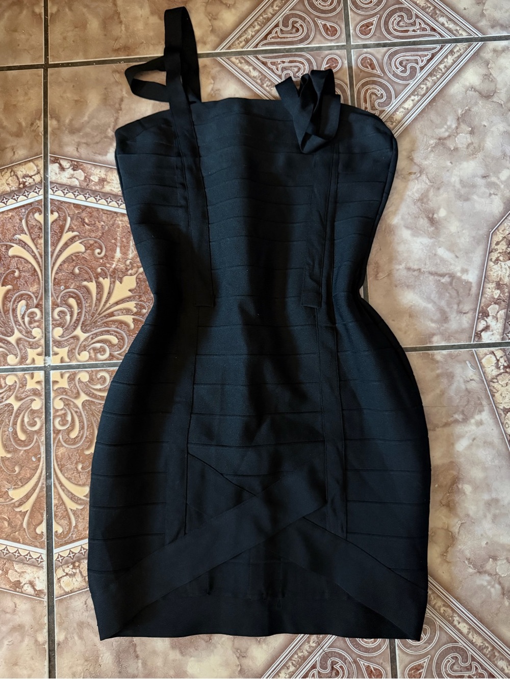 Black Strapless Bodycon Dress by